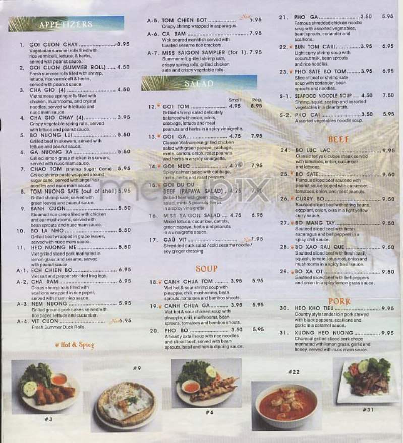 Miss Saigon - Miami, FL menu_pic