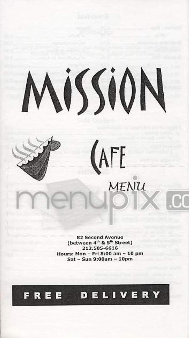 Mission Cafe - New York, NY menu_pic