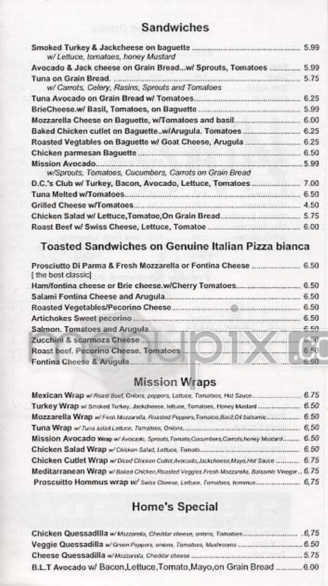 Mission Cafe - New York, NY menu_pic