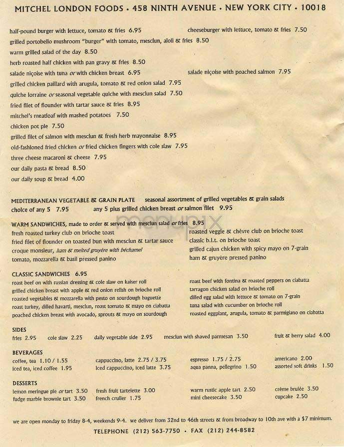 Mitchel London Foods - New York, NY menu_pic