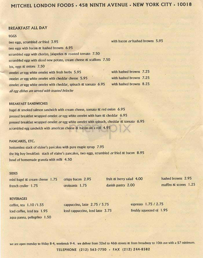 Mitchel London Foods - New York, NY menu_pic