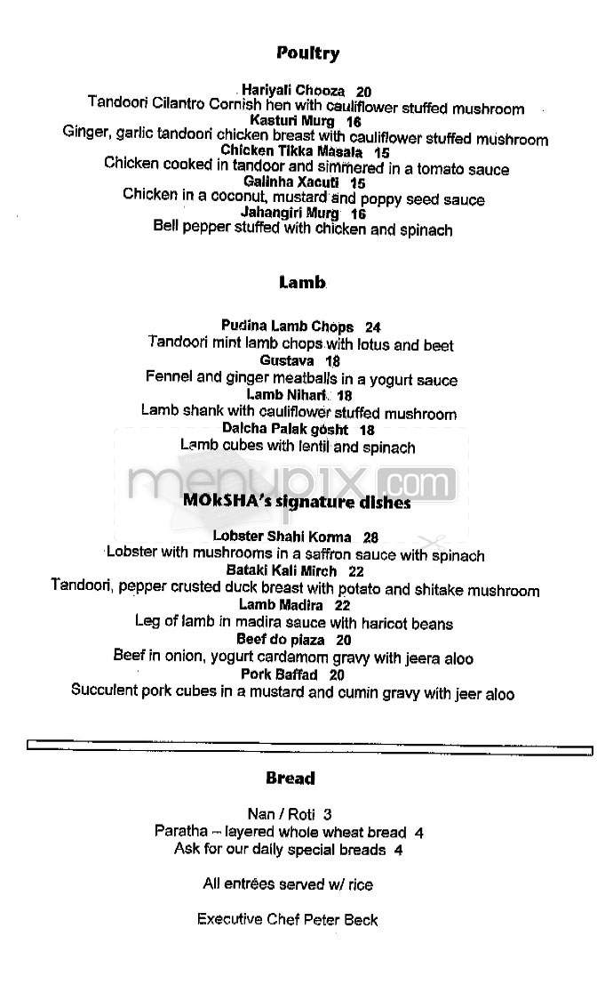 Moksha - New York, NY menu_pic