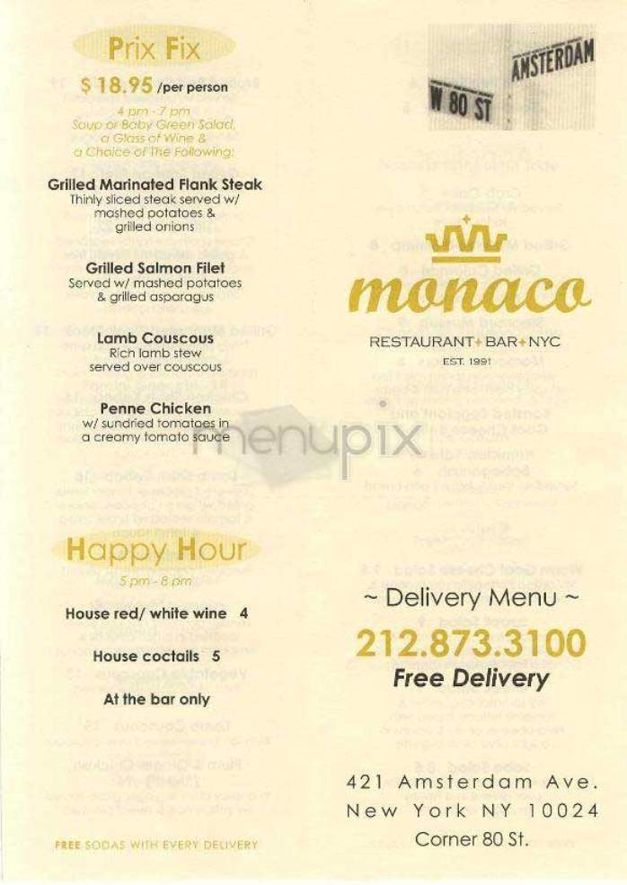 Monaco - New York, NY menu_pic