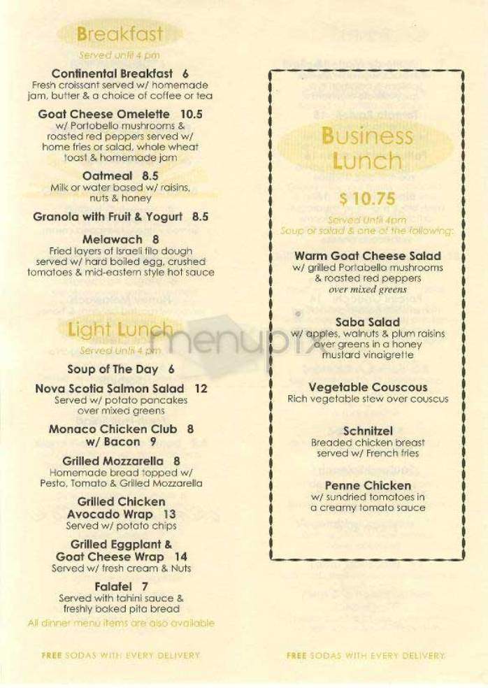 Monaco - New York, NY menu_pic