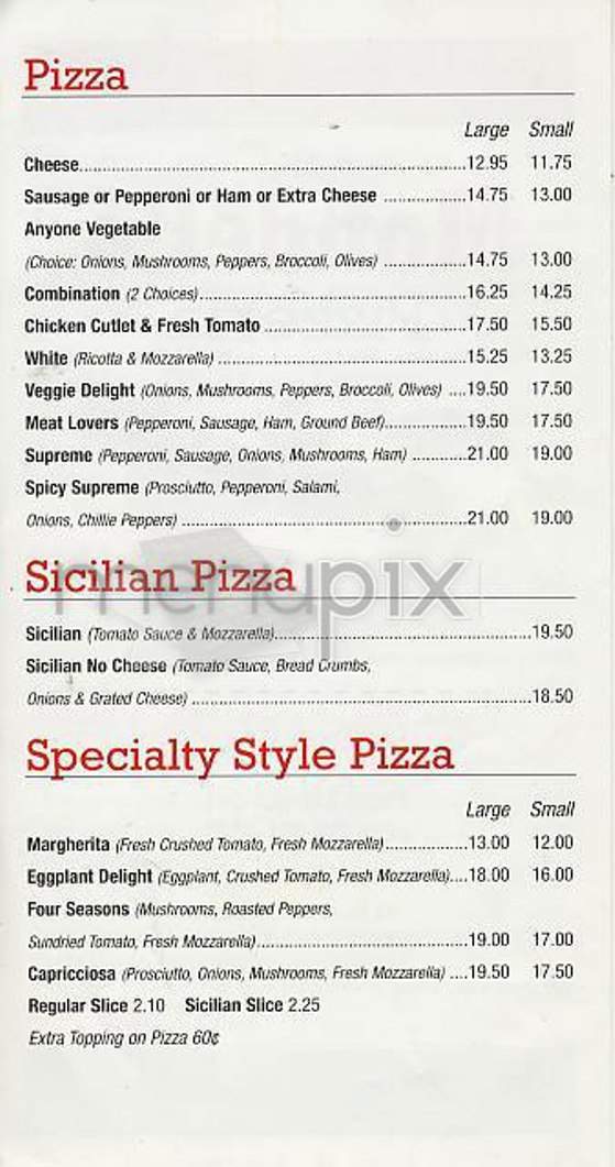 Mondello Pizzeria - New York, NY menu_pic