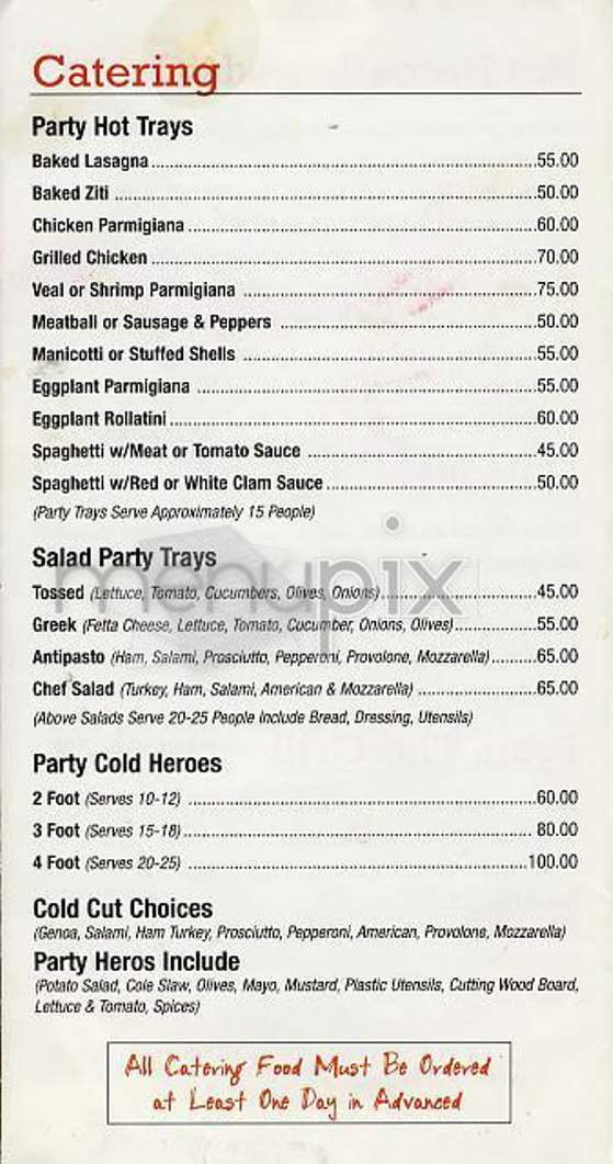Mondello Pizzeria - New York, NY menu_pic