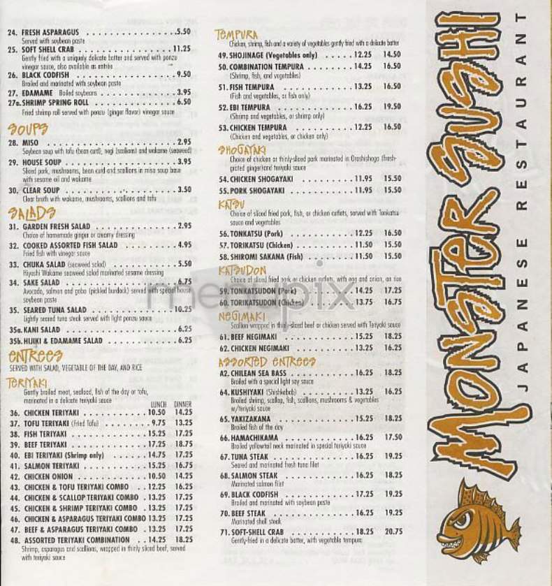 Monster Sushi - New York, NY menu_pic