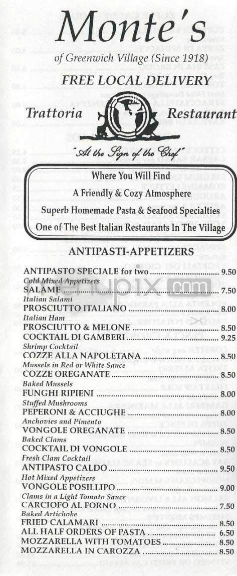 Monte's - New York, NY menu_pic