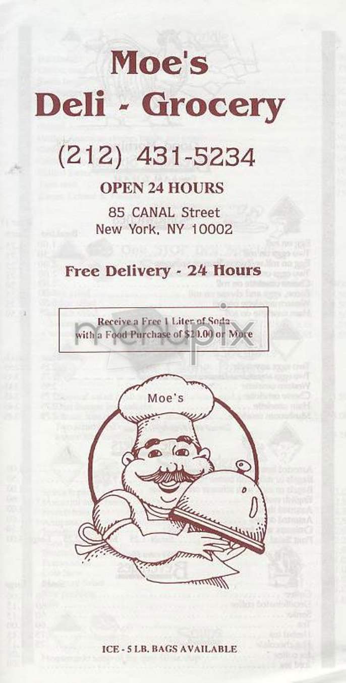 Moe's Deli - Grocery - New York, NY menu_pic