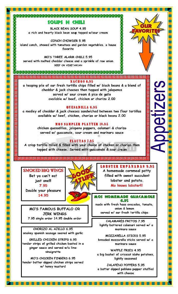Mo's Carribean - New York, NY menu_pic