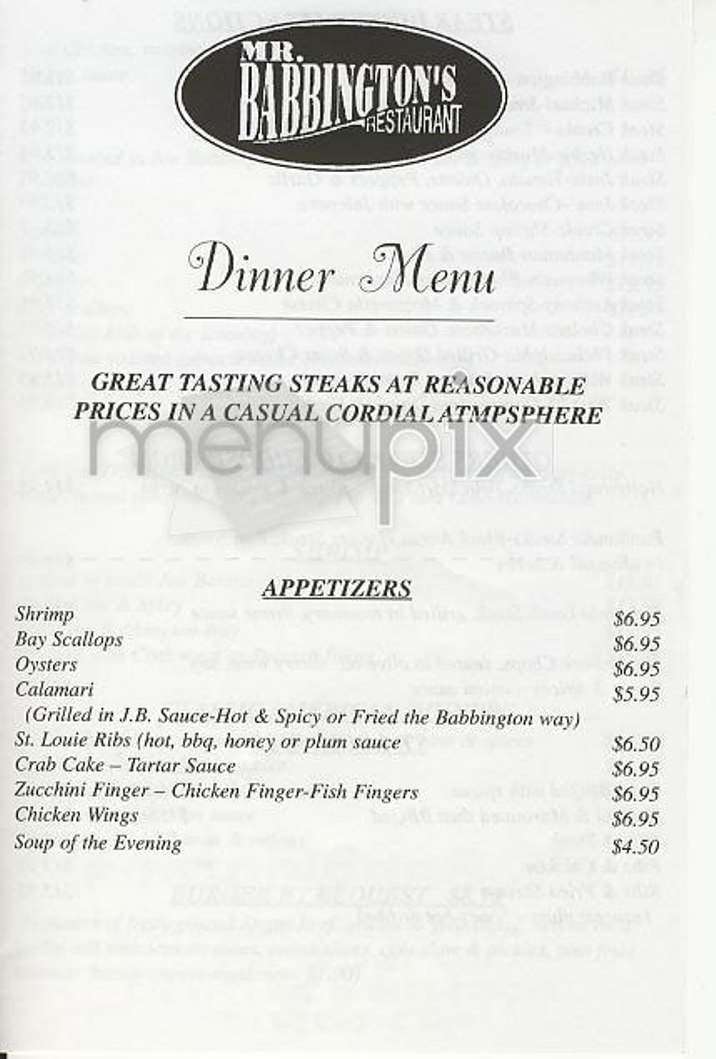 Mr. Babbington's - New York, NY menu_pic