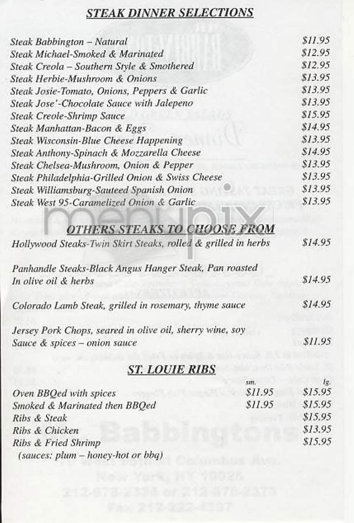 Mr. Babbington's - New York, NY menu_pic