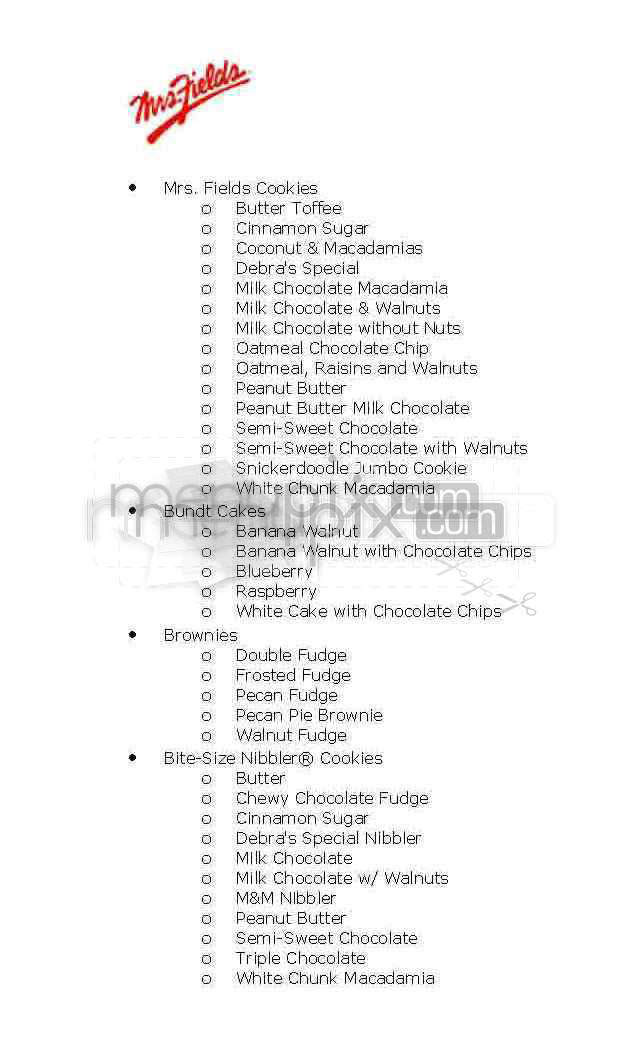 Mrs. Field's Original Cookies - Jersey City, NJ menu_pic