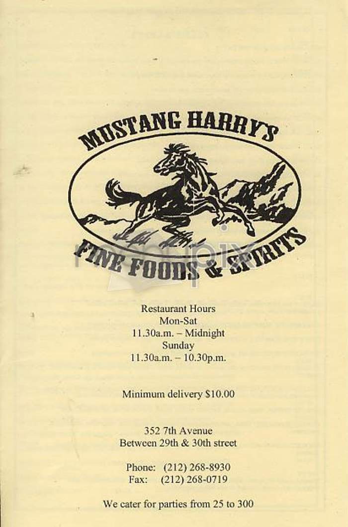 Mustang Harry's - New York, NY menu_pic