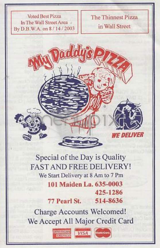 My Daddy's Pizza - New York, NY menu_pic
