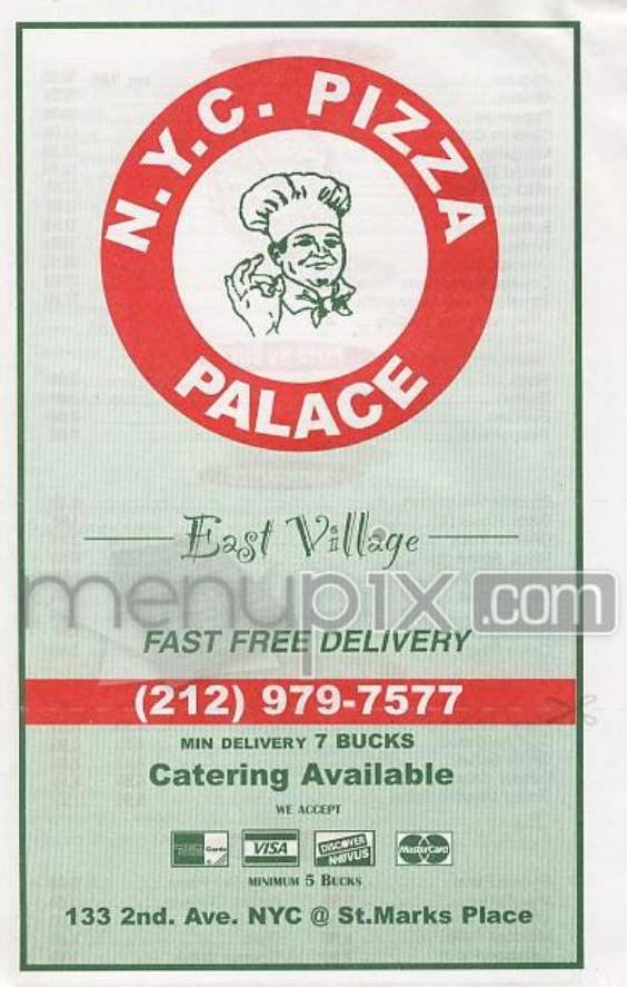 New York City Pizza Palace - New York, NY menu_pic