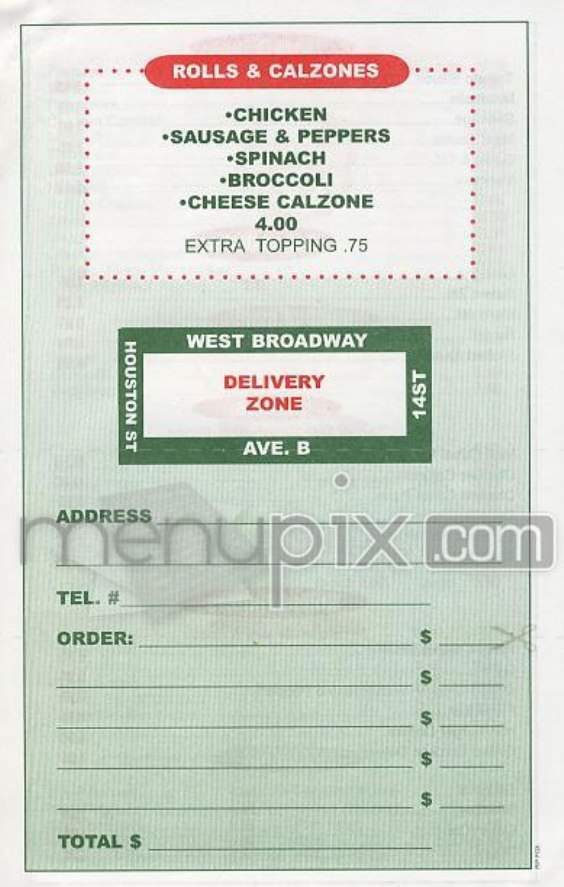 New York City Pizza Palace - New York, NY menu_pic