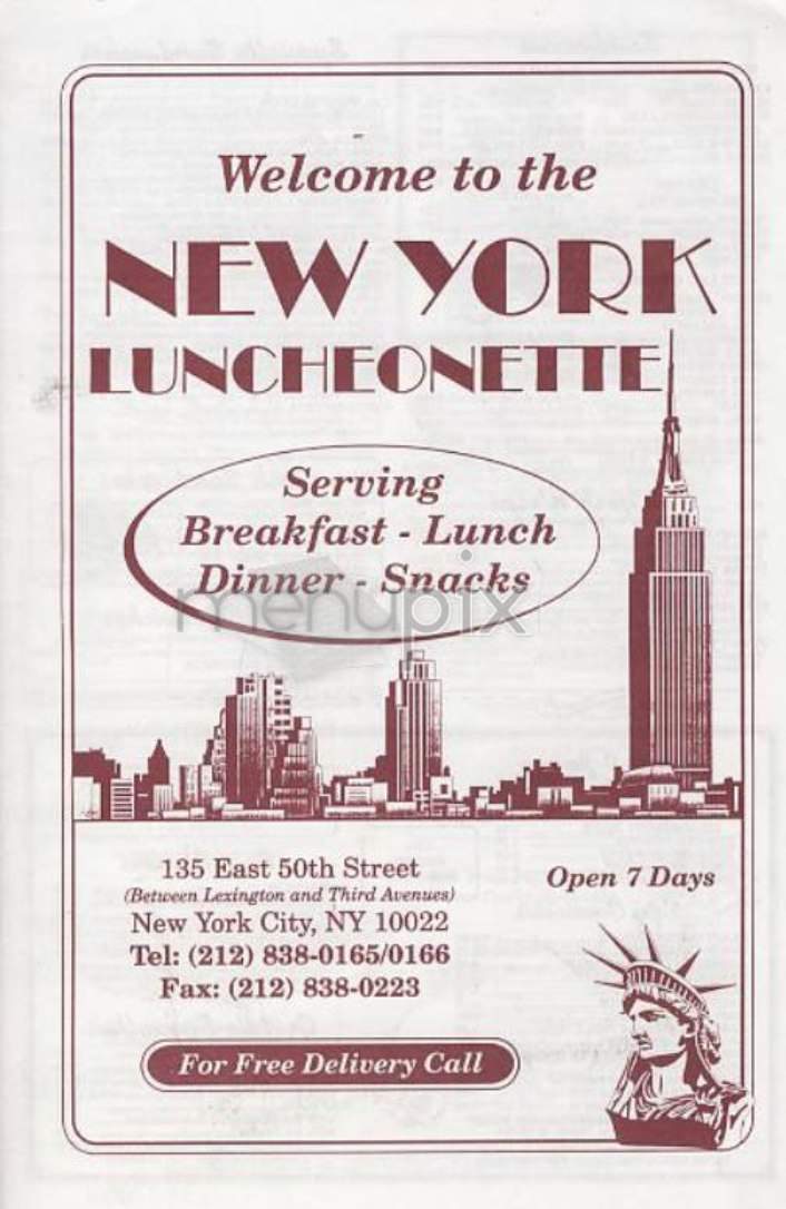 New York Luncheonette - New York, NY menu_pic