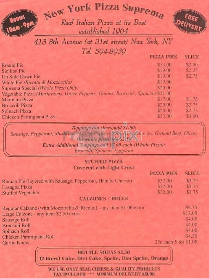 New York Pizza Suprema - New York, NY menu_pic