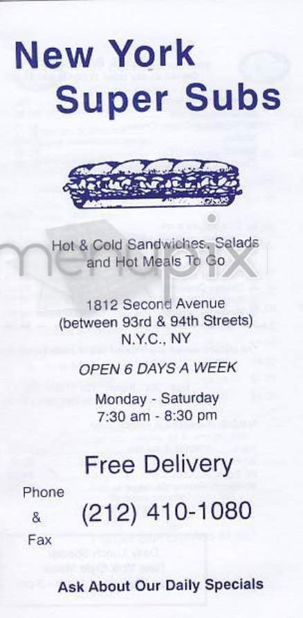 New York Super Subs - New York, NY menu_pic