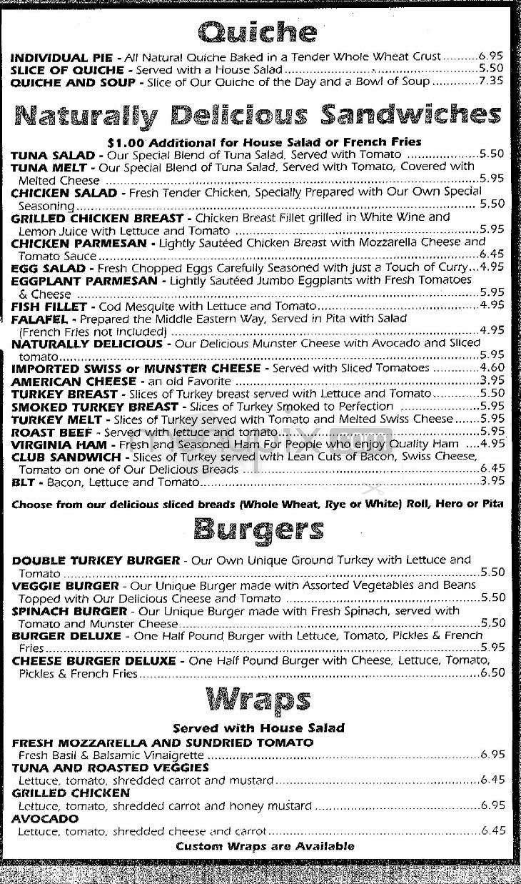 Naturally Delicious - New York, NY menu_pic