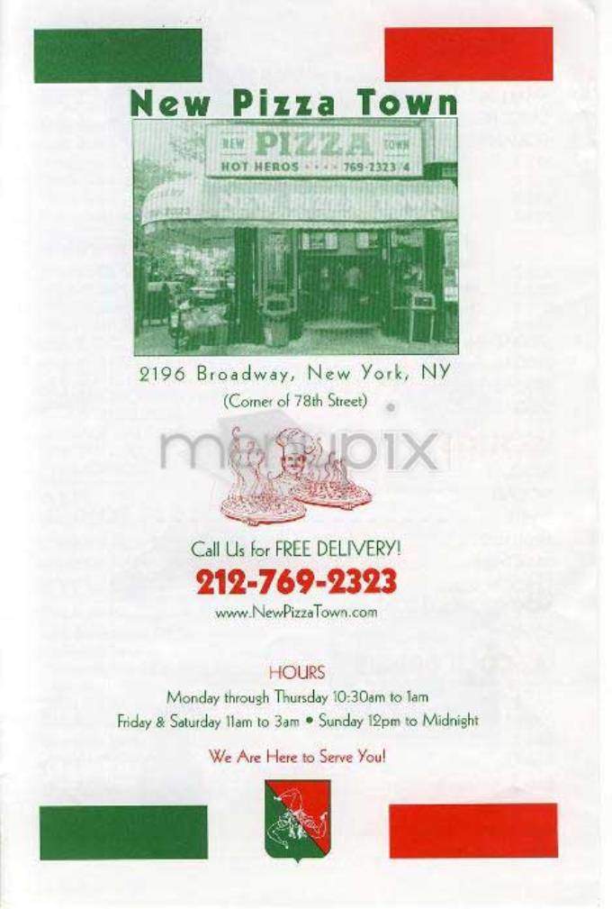 New Pizza Town - New York, NY menu_pic