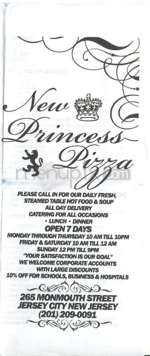 New Princess Pizza - Jersey City, NJ menu_pic