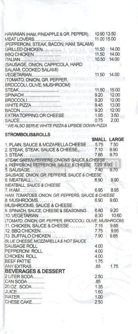 New Princess Pizza - Jersey City, NJ menu_pic