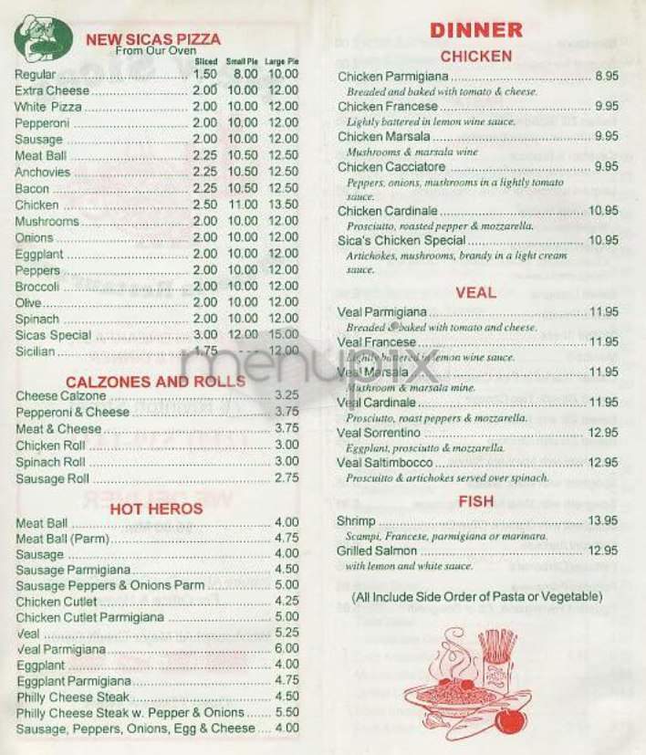 New Sicas Pizza - New York, NY menu_pic