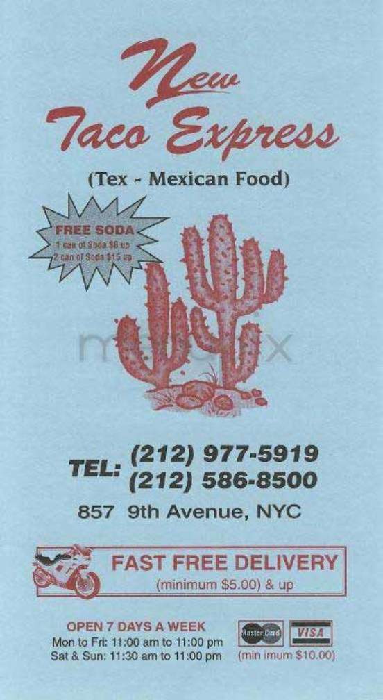 New Taco Express - New York, NY menu_pic