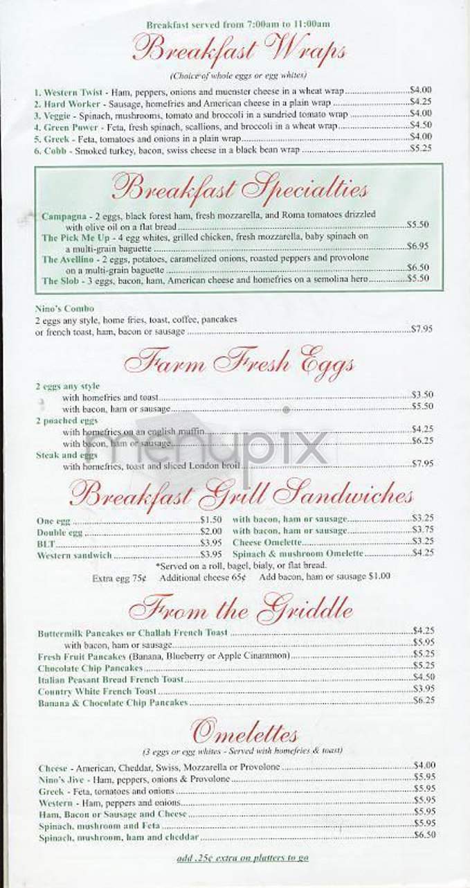 Nino's Trattoria - New York, NY menu_pic