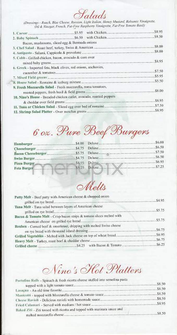 Nino's Trattoria - New York, NY menu_pic