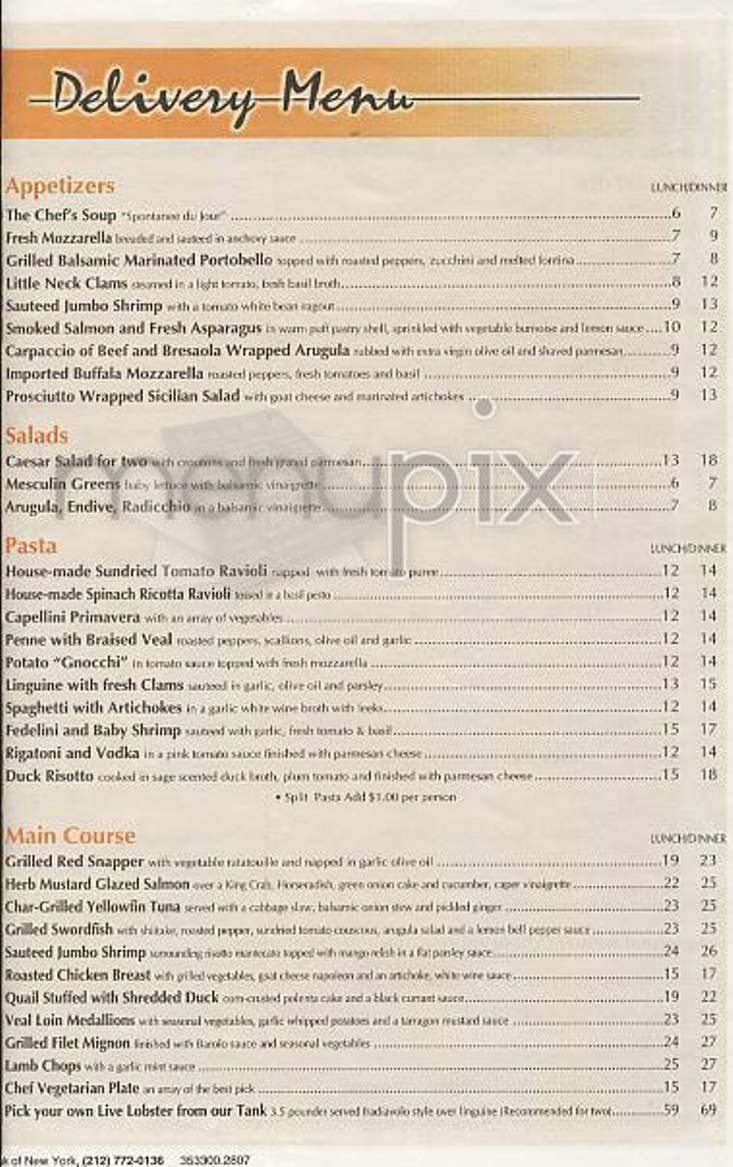 Nino's - New York, NY menu_pic