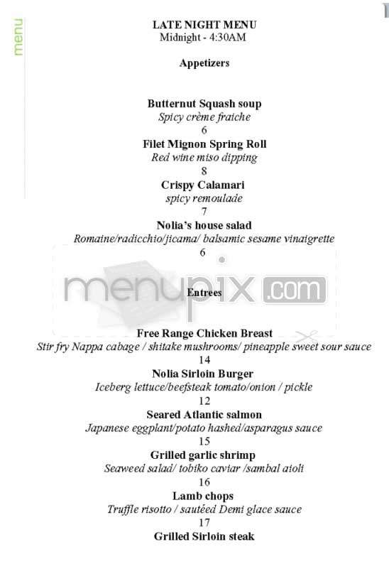 Nolia - New York, NY menu_pic