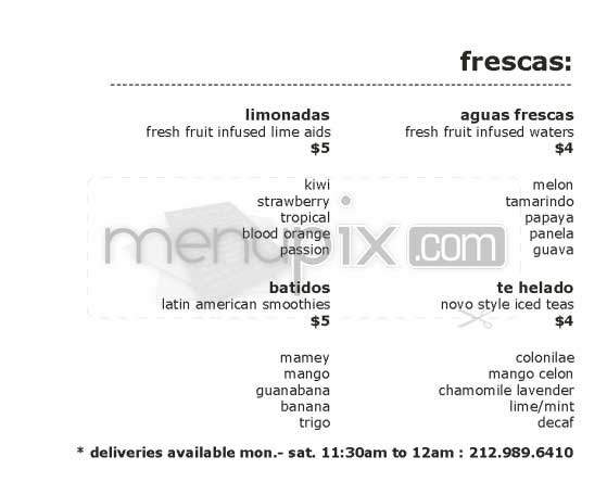 Novo - New York, NY menu_pic