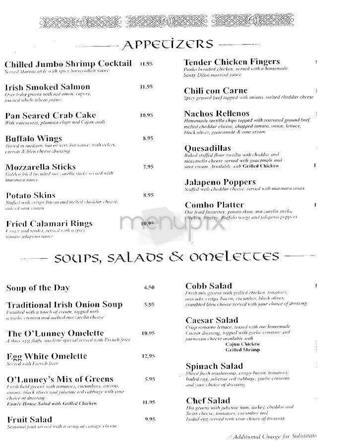 O'Lunney's - New York, NY menu_pic