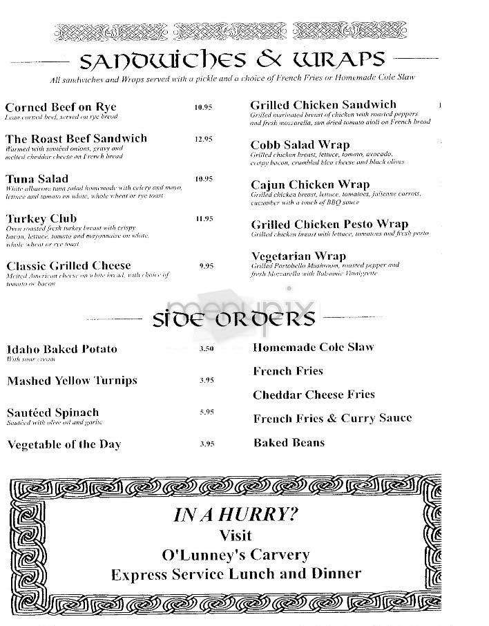 O'Lunney's - New York, NY menu_pic