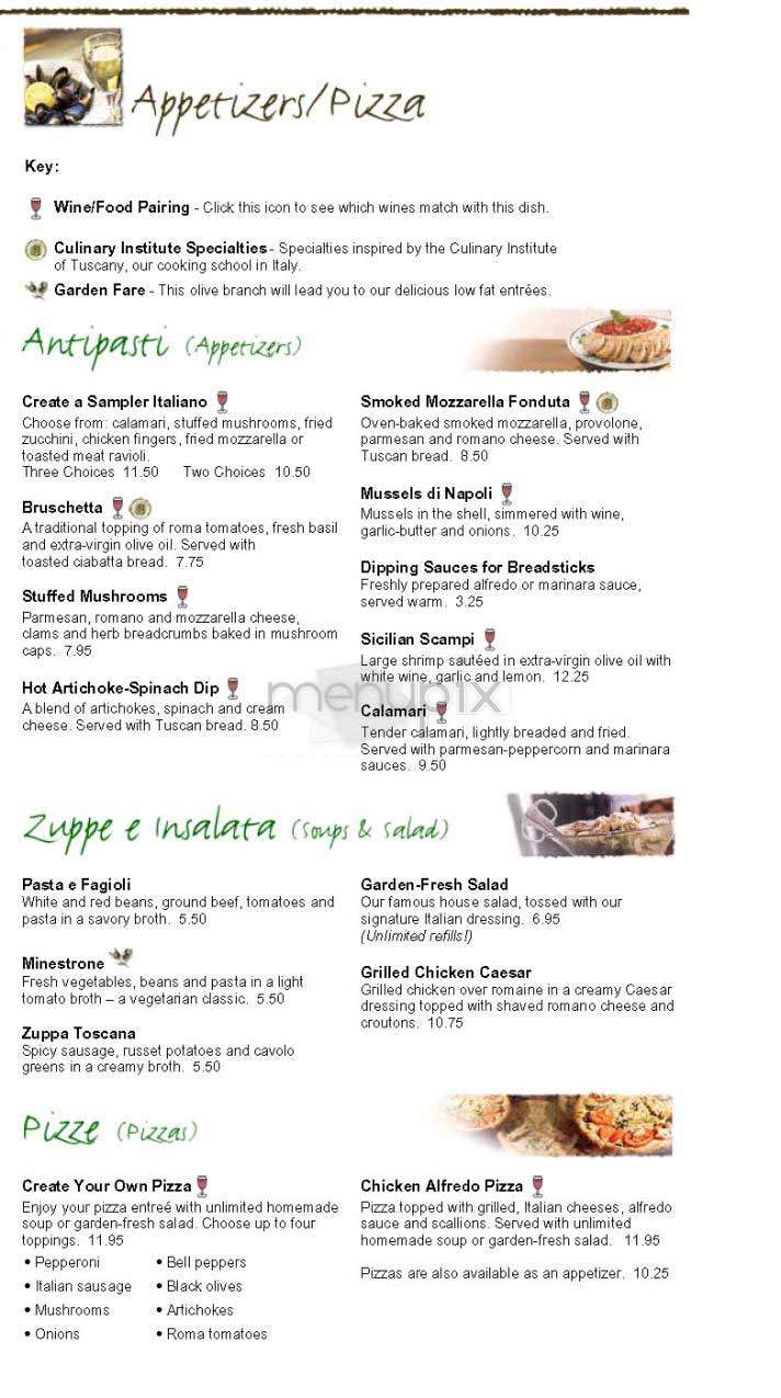 Menu of Olive Garden Italian Restaurant in New York, NY 10010