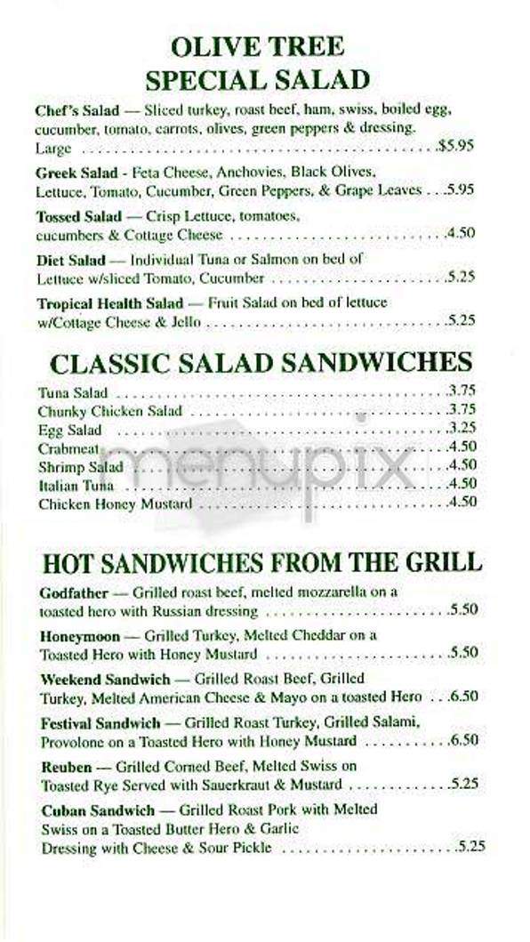 Olive Tree Deli - New York, NY menu_pic