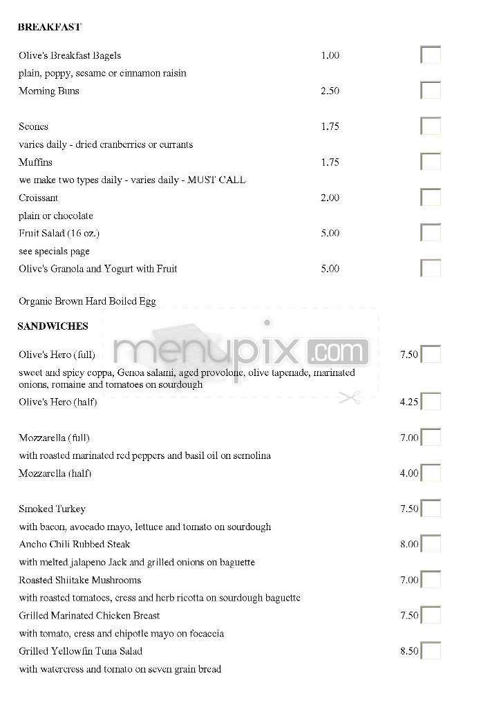 Olive's - New York, NY menu_pic