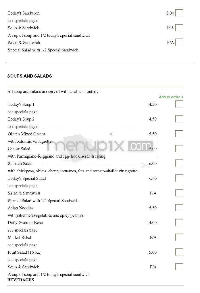 Olive's - New York, NY menu_pic
