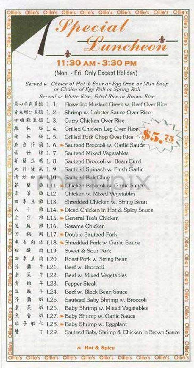 Ollie's - New York, NY menu_pic