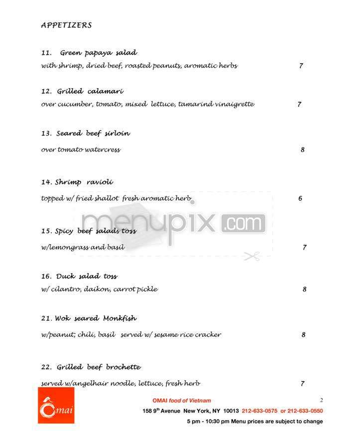 O Mai - New York, NY menu_pic