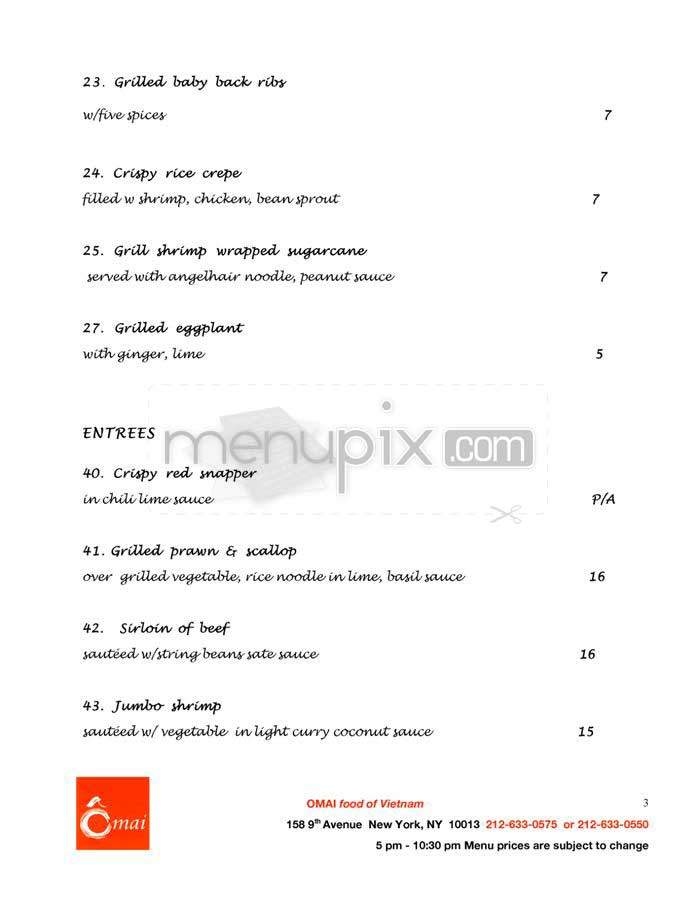 O Mai - New York, NY menu_pic