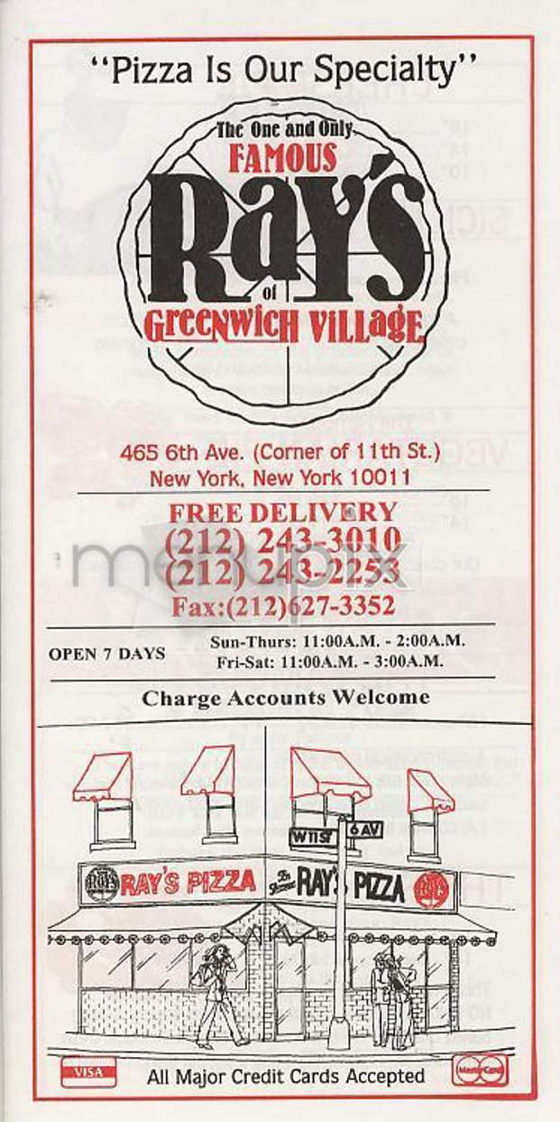 Ray's Pizza - New York, NY menu_pic