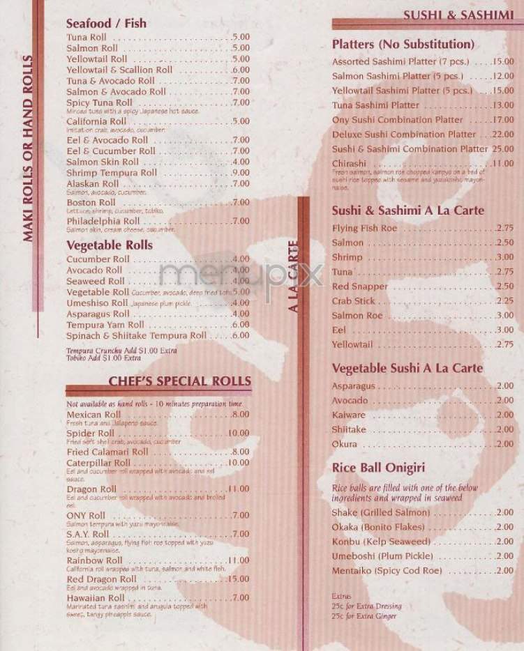 Ony - New York, NY menu_pic