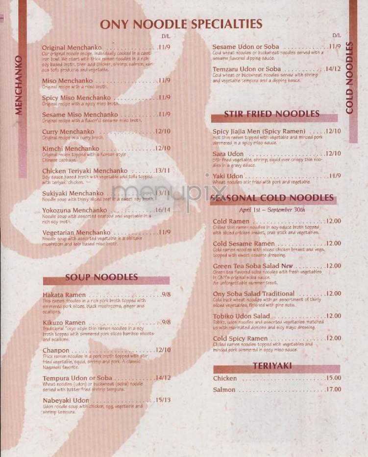 Ony - New York, NY menu_pic