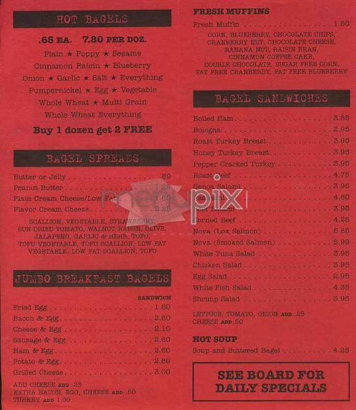 The Original New York Bagel Factory - New York, NY menu_pic