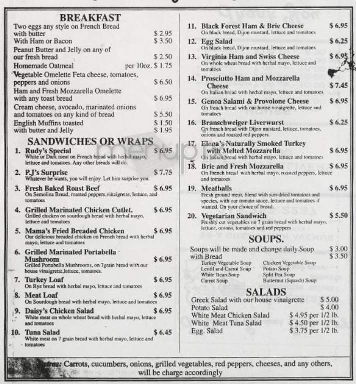 Original Sandwich Shoppe - New York, NY menu_pic