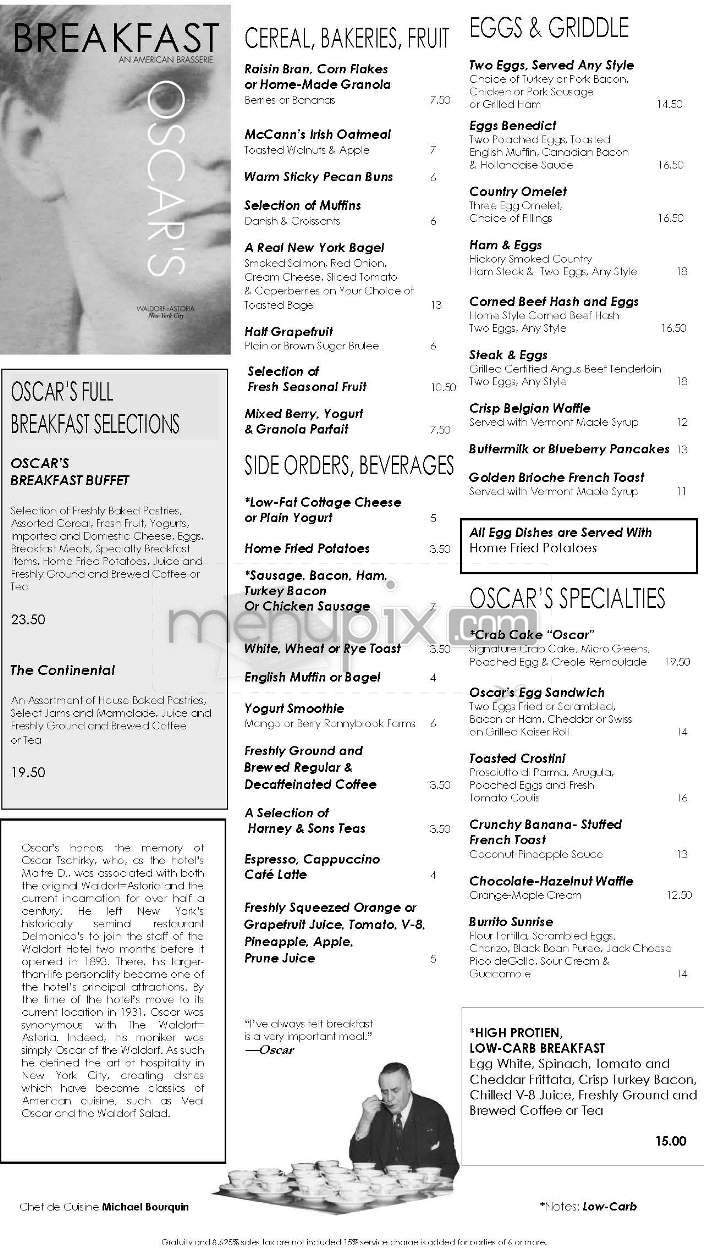 Oscar's (Waldorf Astoria) - New York, NY menu_pic